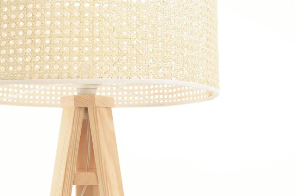 Lampa stojąca BOHO 50 rattan naturalny na drewnianej podstawie | MIRAT. w stylu  kolekcja