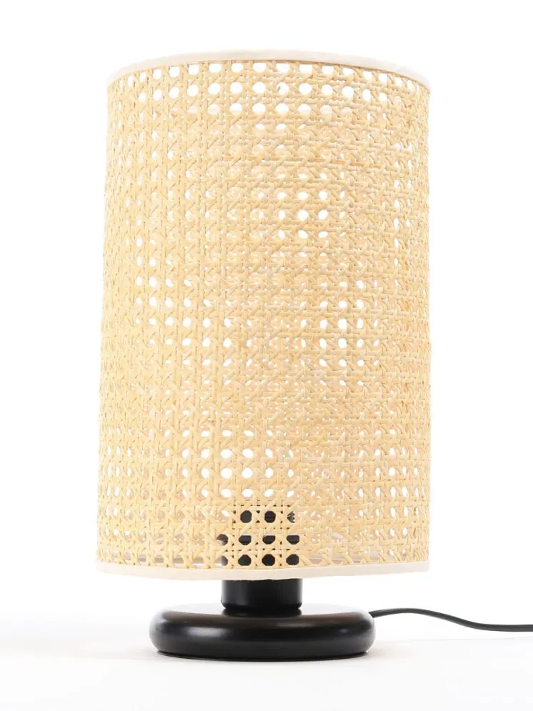 Lampa stołowa BOHO LOW BLACK rattan naturalny ażurowa | MIRAT. w stylu kolekcja