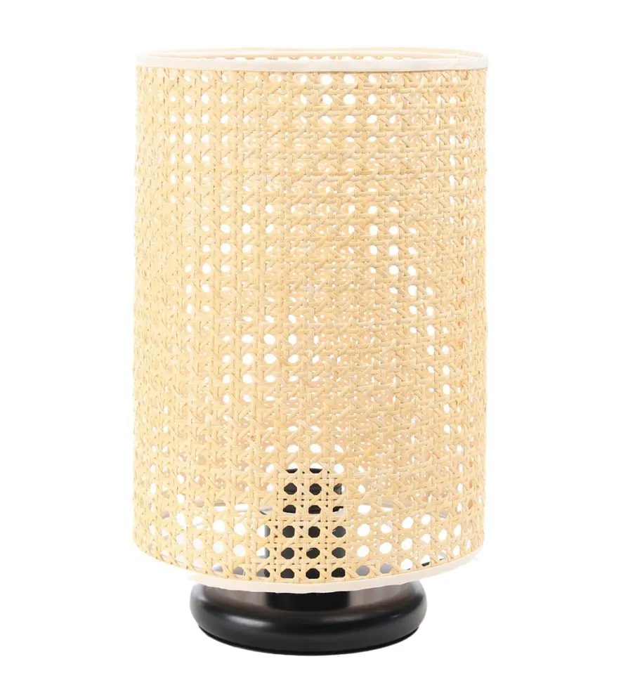 Lampa stołowa BOHO LOW BLACK rattan naturalny ażurowa | MIRAT. w stylu kolekcja