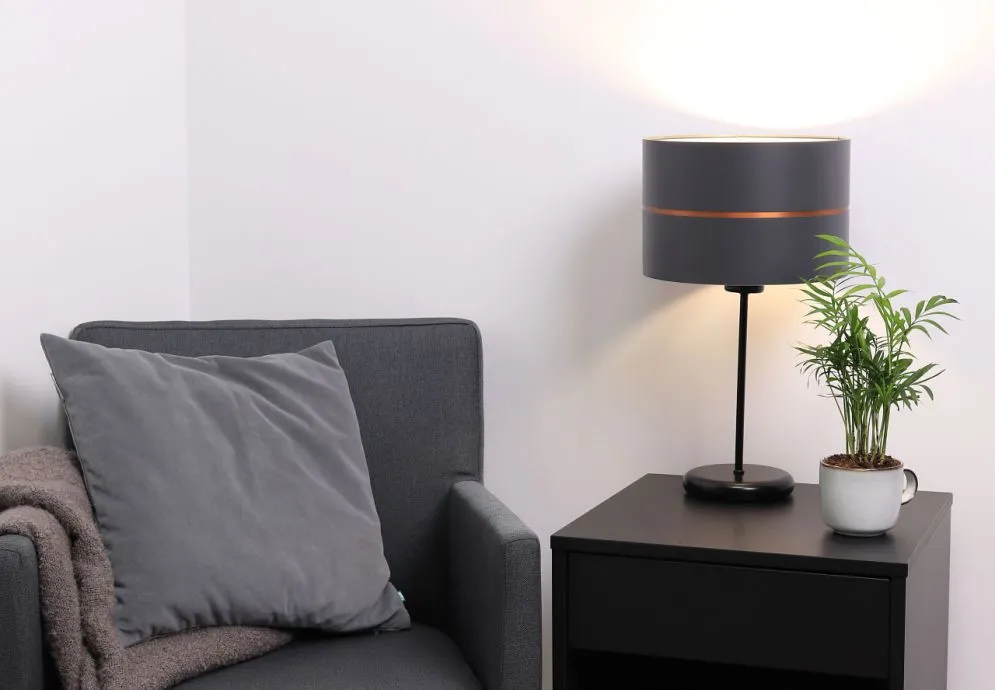 Lampa stołowa SIMPLY GLAMOUR grafitowa do sypialni | MIRAT.