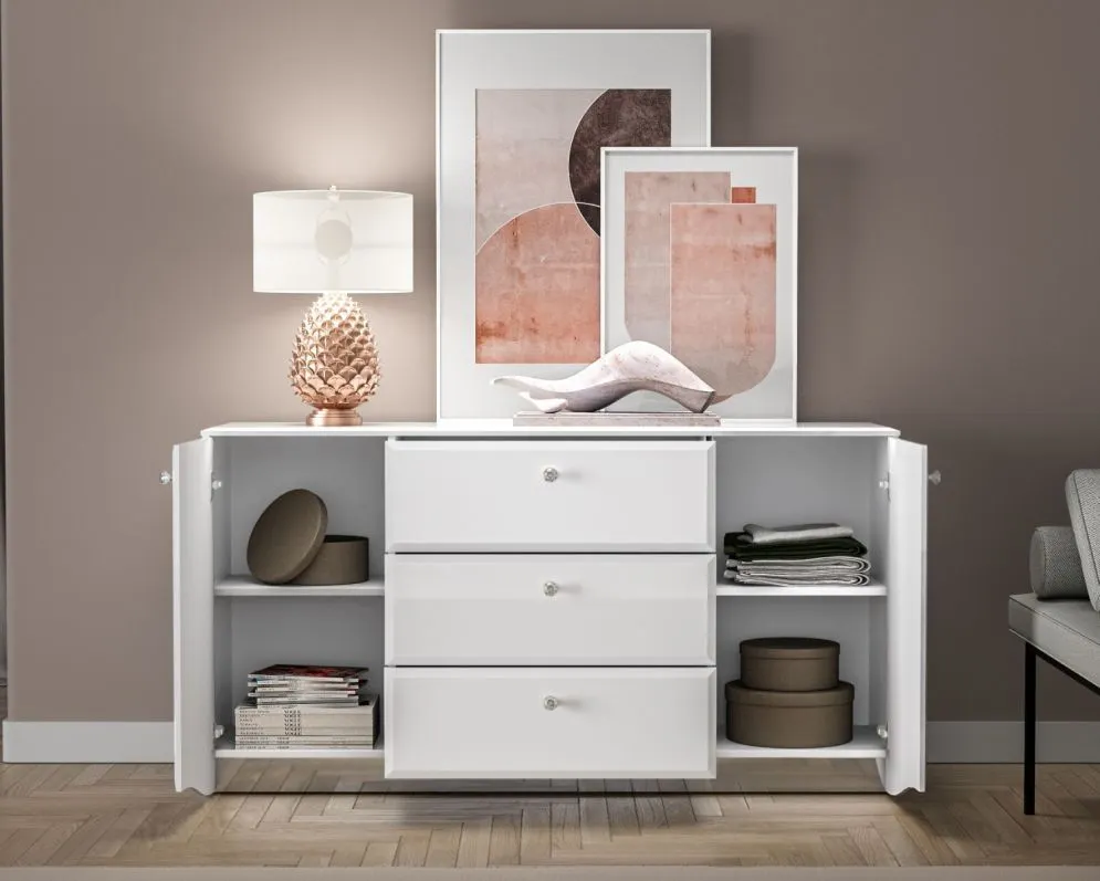 Komoda BLANC 02 2D3S 160 biały połysk I sklep meblowy MIRAT. styl GLAMOUR kolekcja BLANC