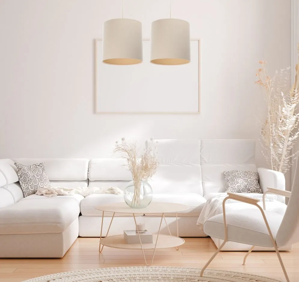 Lampa wisząca BOHO LEN TUBA 40 kremowa nad stół w stylu boho | MIRAT.