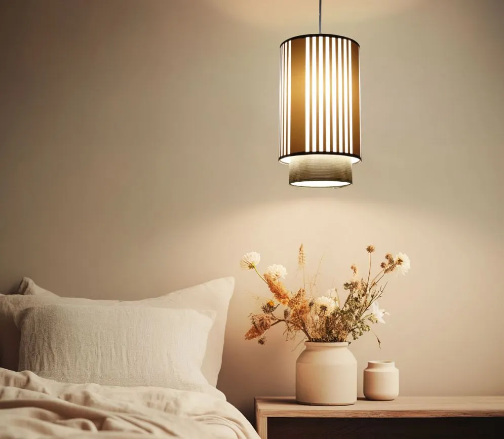 Lampa wisząca DUO LAMI LINE 20 kremowa/brązowa w stylu boho I sklep meblowy MIRAT.