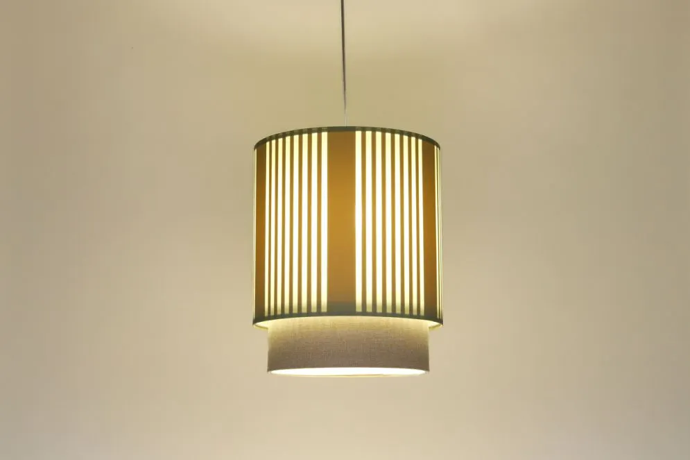 Lampa wisząca DUO LAMI LINE 30 zielona/beżowa walec I sklep meblowy MIRAT.