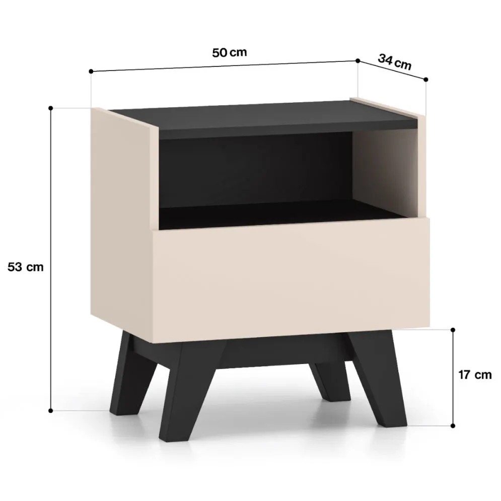 Szafka nocna FRESHION 06 kaszmirowa/czarna I sklep meblowy MIRAT.  kolekcja FRESHION
