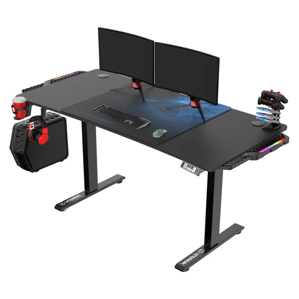 Biurko gamingowe LEVEL V2 LED niebieskie ULTRADESK | MIRAT.