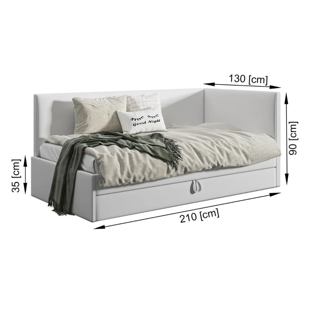 Łóżko młodzieżowe AURA 2 120x200 różowe z tapicerowanym panelem L i szufladą I sklep meblowy MIRAT.