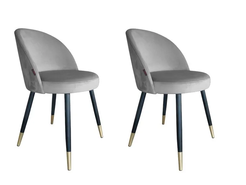 Zestaw krzeseł TANEW VELVET GOLD 2szt szare w stylu glamour | MIRAT. w stylu GLAMOUR kolekcja