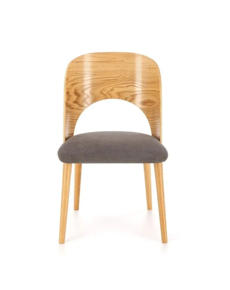 Krzesło tapicerowane CADIZ dąb/szare na drewnianych nogach I sklep meblowy MIRAT. styl SKANDYNAWSKI