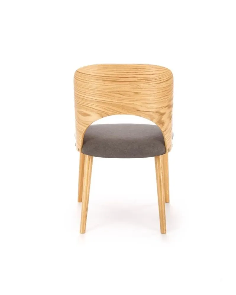 Krzesło tapicerowane CADIZ dąb/szare na drewnianych nogach I sklep meblowy MIRAT. styl SKANDYNAWSKI