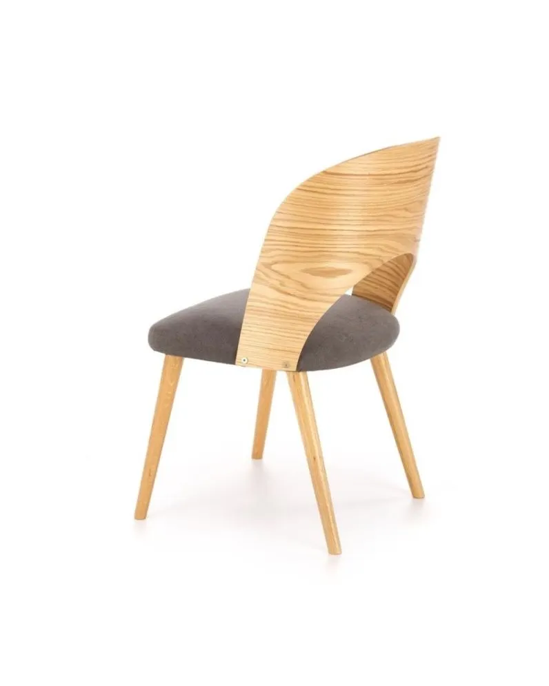 Krzesło tapicerowane CADIZ dąb/szare na drewnianych nogach I sklep meblowy MIRAT. styl SKANDYNAWSKI