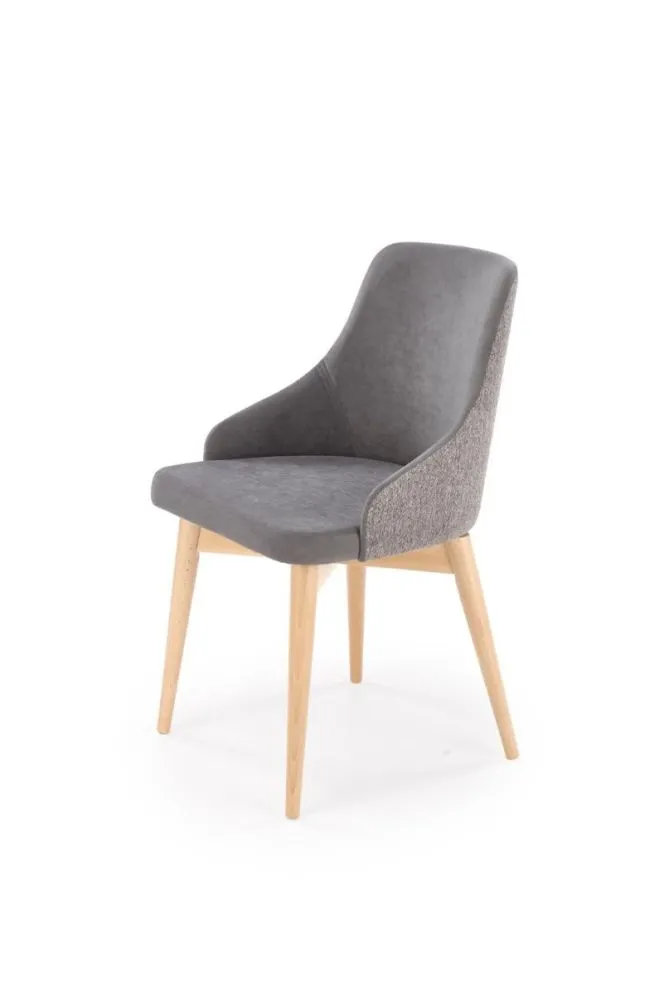 Krzesło tapicerowane MALAGA szare obracane na bukowych nogach I sklep meblowy MIRAT. styl SKANDYNAWSKI