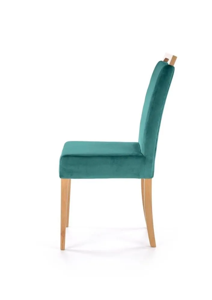 Krzesło tapicerowane CLARION zielone/dąb miodowy lite drewno bukowe I sklep meblowy MIRAT.