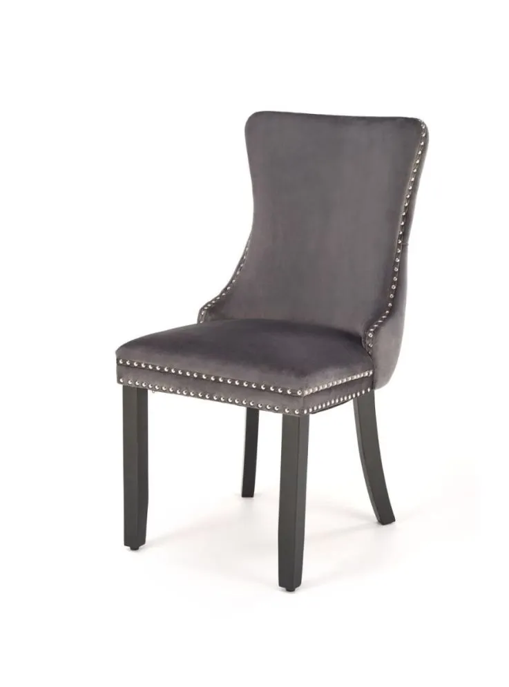 Krzesło tapicerowane ALDA szare drewniane nogi I sklep meblowy MIRAT. styl GLAMOUR