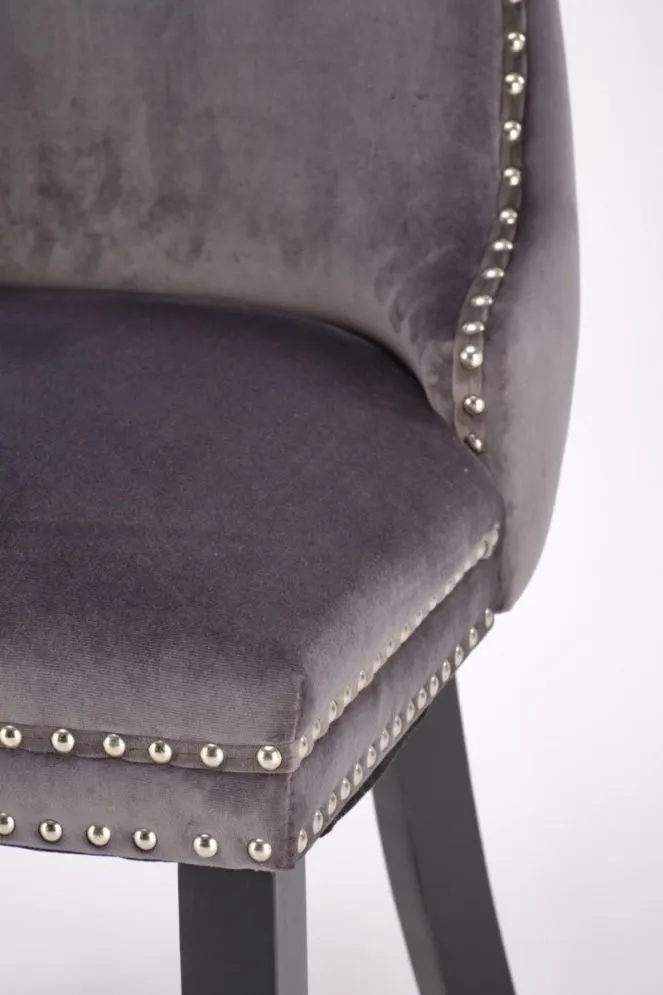 Krzesło tapicerowane ALDA szare drewniane nogi I sklep meblowy MIRAT. styl GLAMOUR