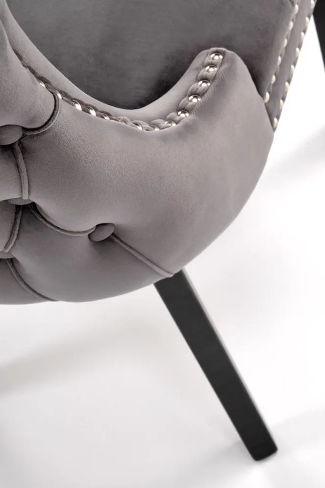 Krzesło tapicerowane ALDA szare drewniane nogi I sklep meblowy MIRAT. styl GLAMOUR