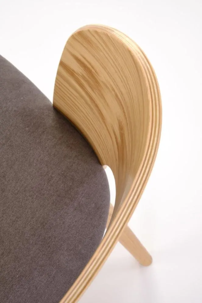 Krzesło tapicerowane CADIZ dąb/szare na drewnianych nogach I sklep meblowy MIRAT. styl SKANDYNAWSKI