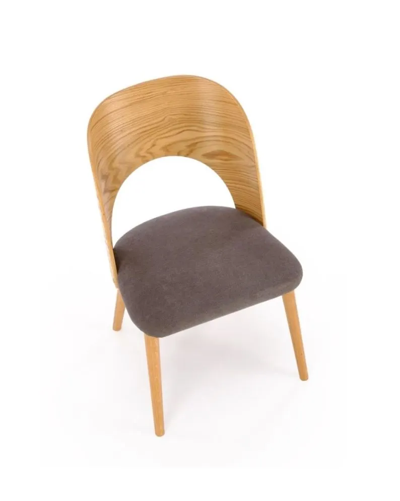 Krzesło tapicerowane CADIZ dąb/szare na drewnianych nogach I sklep meblowy MIRAT. styl SKANDYNAWSKI
