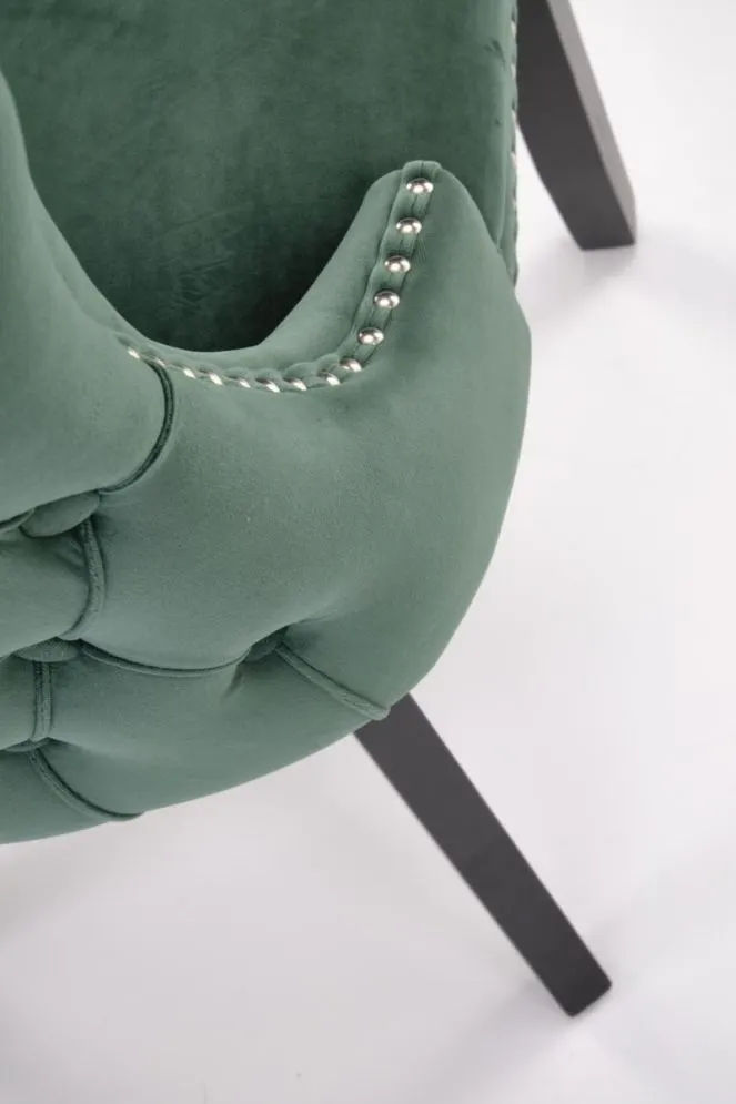 Krzesło tapicerowane ALDA zielone pikowane I sklep meblowy MIRAT. styl GLAMOUR