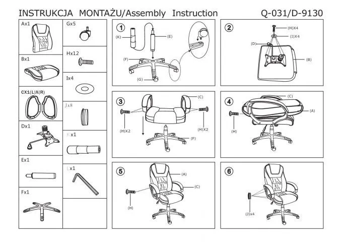 instrukcja montażu fotela Q-031