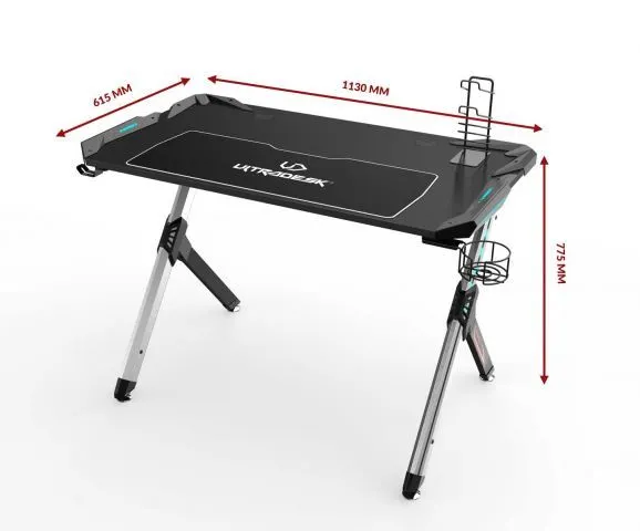 Biurko STAR czarne gamingowe z oświetleniem LED RGB | MIRAT.