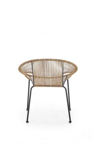 Krzesło ogrodowe z rattanu synteycznego z czarnymi nogami BARI