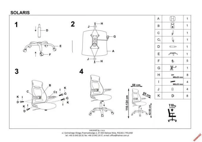 Fotel biurowy SOLARIS czarny/popielaty do biura | MIRAT.
