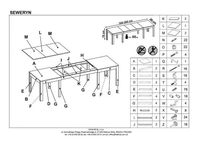 Instrukcja montażu stołu Seweryn