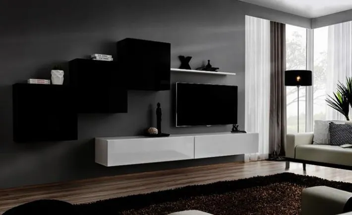 biała czarna meblościanka wisząca do salonu SWITCH X