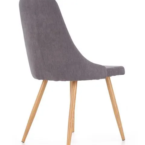 Szare krzesło do jadalni i salonu tapicerowane materiałem na czterech nogach K285