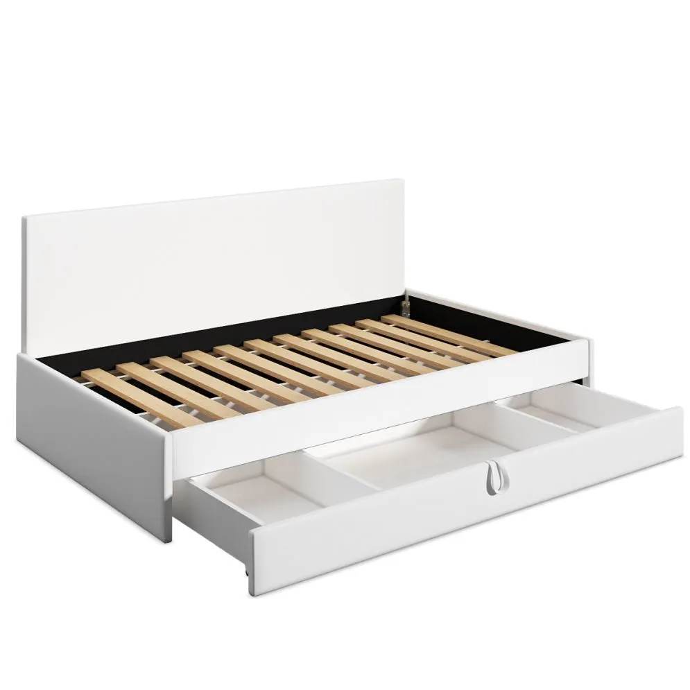 Łóżko młodzieżowe SORA 2 120x200 szare z panelem i szufladą I MIRAT.