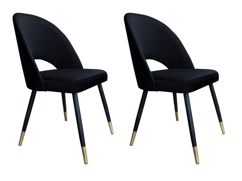 Zestaw krzeseł ISKAR VELVET GOLD 2 szt czarne tapicerowane do salonu | MIRAT. w stylu GLAMOUR kolekcja