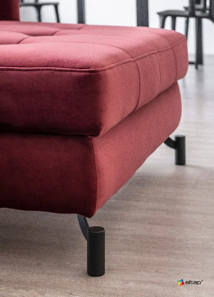 Narożnik z funkcją spania LORELLE VELVET szary prawy pikowany welurowy | MIRAT. w stylu GLAMOUR kolekcja