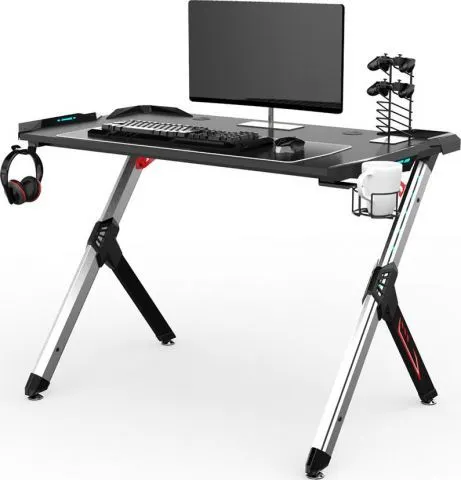 Biurko STAR czarne gamingowe z oświetleniem LED RGB | MIRAT.