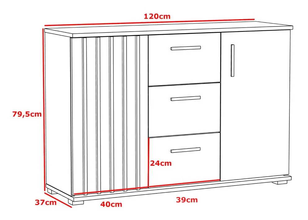 Meblościanka KALI 03 czarna/dąb craft z lamelami I sklep meblowy MIRAT. styl LOFT, RYFLOWANY