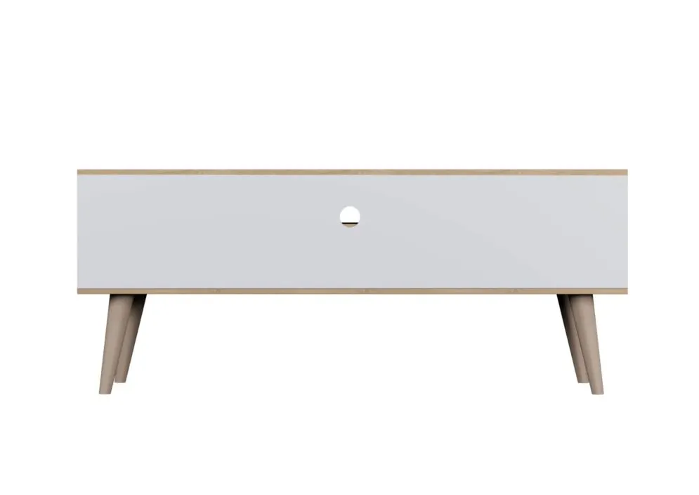 Szafka RTV TORONTO 120 dąb artisan na drewnianych nogach I sklep meblowy MIRAT. styl SKANDYNAWSKI