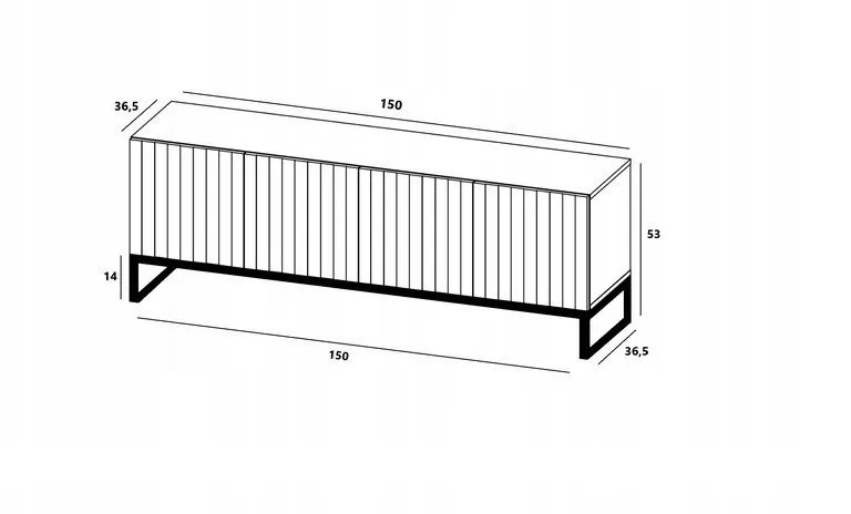 Szafka RTV TAL 150 czarna mat MEBLE LINDNER | MIRAT. w stylu GLAMOUR, LOFT kolekcja TAL