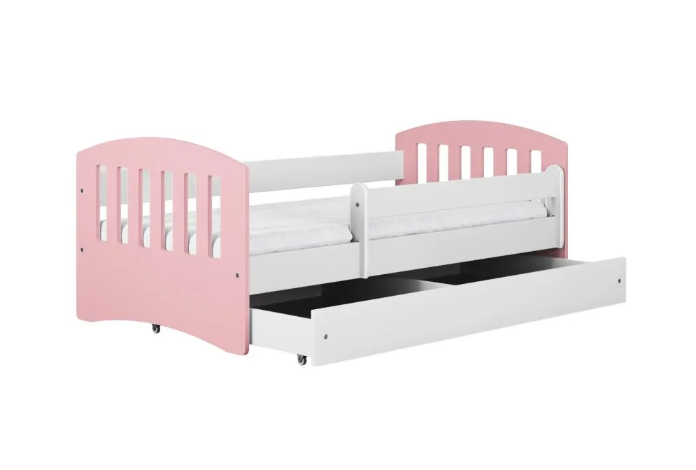Łóżko dziecięce CLASSIC 1 MIX 140x80 różowe pojedyncze | MIRAT. kolekcja CLASSIC