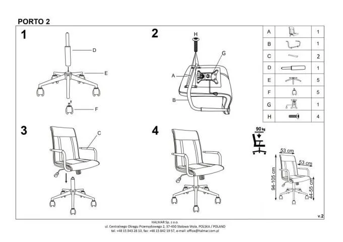 Fotel biurowy PORTO 2 biały z ekoskóry | MIRAT. w stylu  kolekcja
