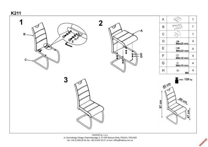 Instrukcja montażu krzesła K211