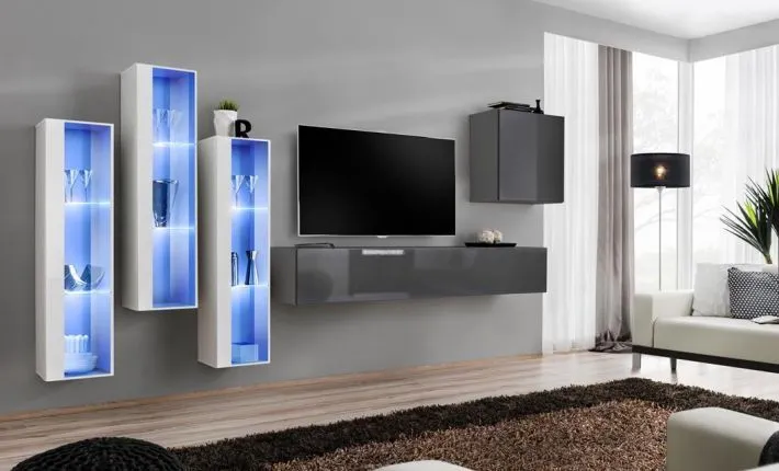 Meblościanka SWITCH XIII wisząca z przeszklonymi witrynami | MIRAT. w stylu kolekcja SWITCH