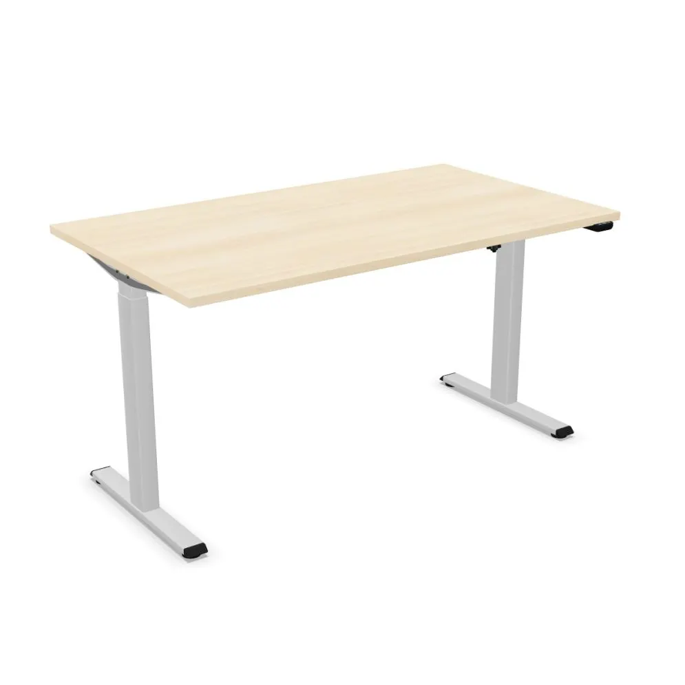 Biurko eCOMO 140x80cm dąb hickory z elektryczną regulacją wysokości I sklep meblowy MIRAT.