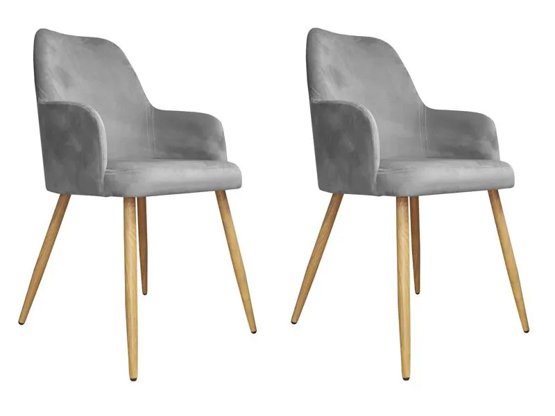 Zestaw krzeseł WEZERA VELVET 2 szt szare/dąb z do salonu | MIRAT. w stylu GLAMOUR kolekcja