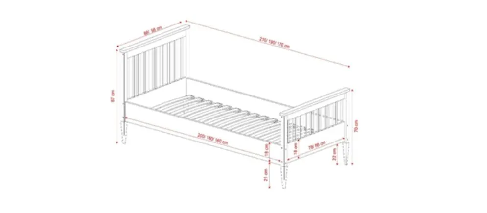 Drewniane łóżko dla dziecka Bajtek 160x80 naturalne lakierowane| MIRAT