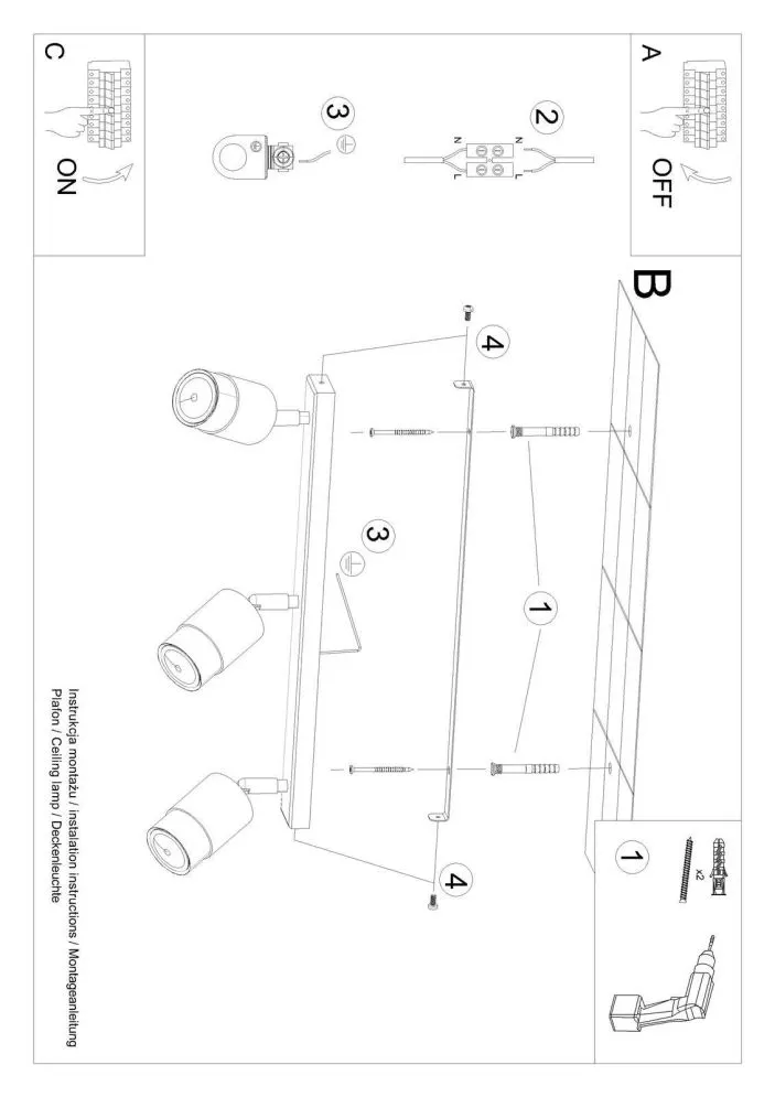 Plafon NERO 3 czarny/chrom | sklep MIRAT  kolekcja nero