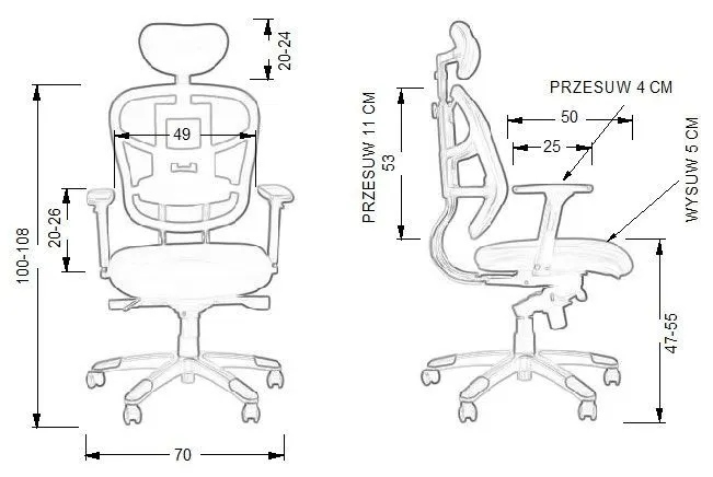 Fotel biurowy HN-5018 szary z mechanizmem synchronicznym | MIRAT. w stylu  kolekcja
