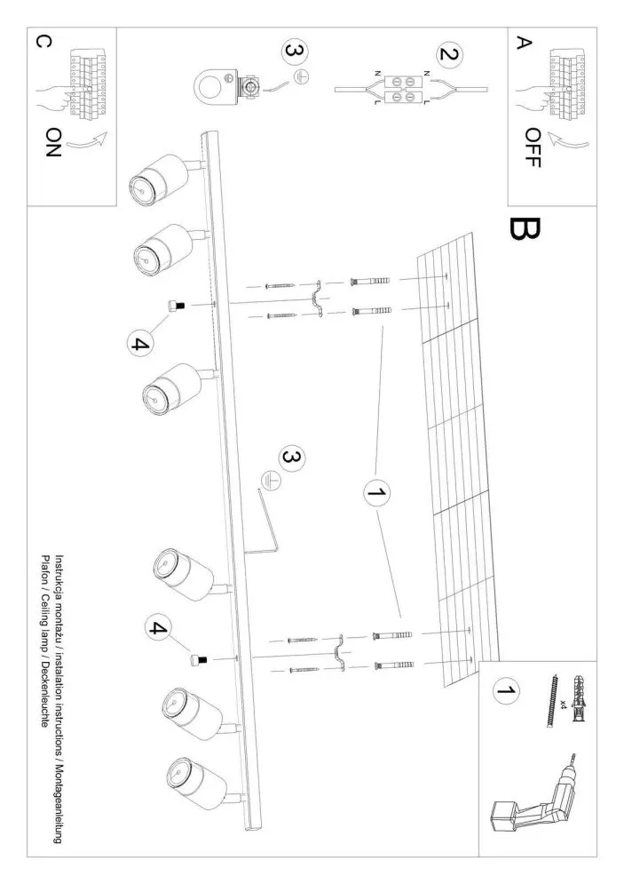 Plafon NERO 6 czarny/złoty | sklep MIRAT kolekcja nero