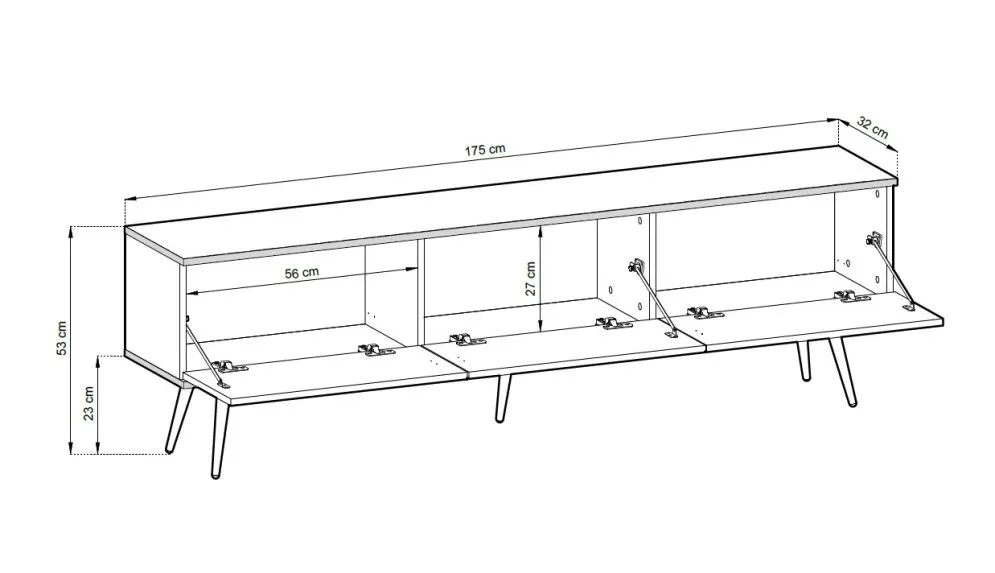 Szafka RTV KARL 3D 175cm wisząca/stojąca czarny mat loft I sklep meblowy MIRAT. styl GLAMOUR, LOFT, RYFLOWANY