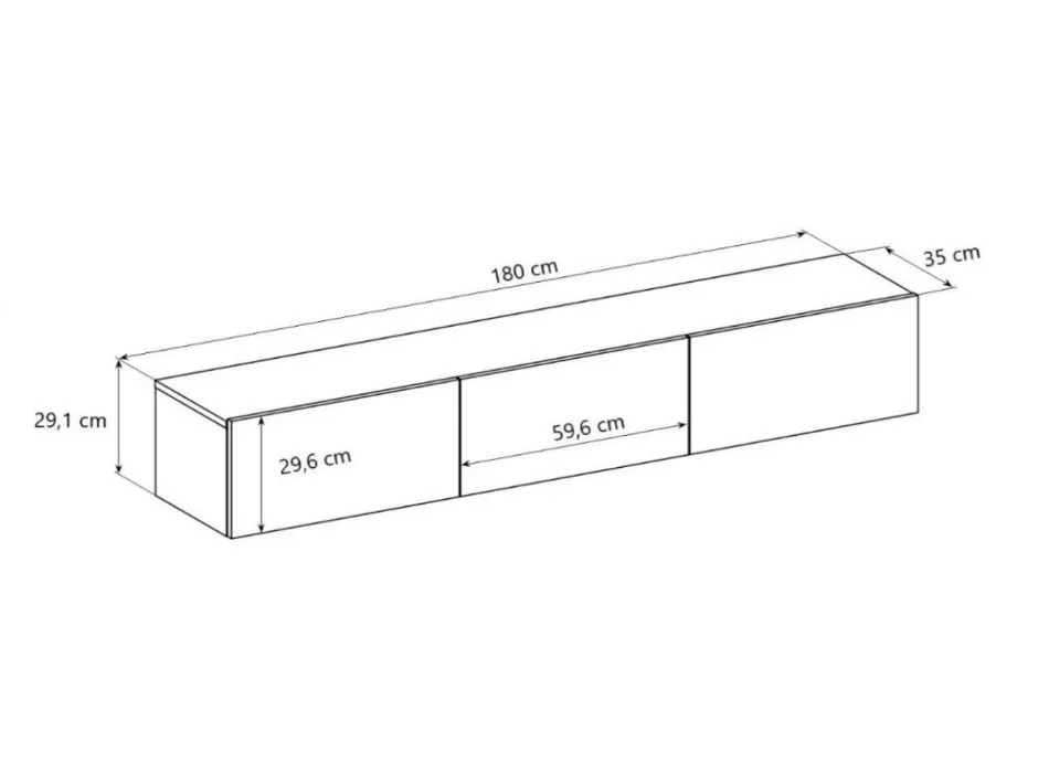 Szafka RTV GABI 180cm dąb artisan wisząca 3-przegrody I sklep meblowy MIRAT.  kolekcja GABI