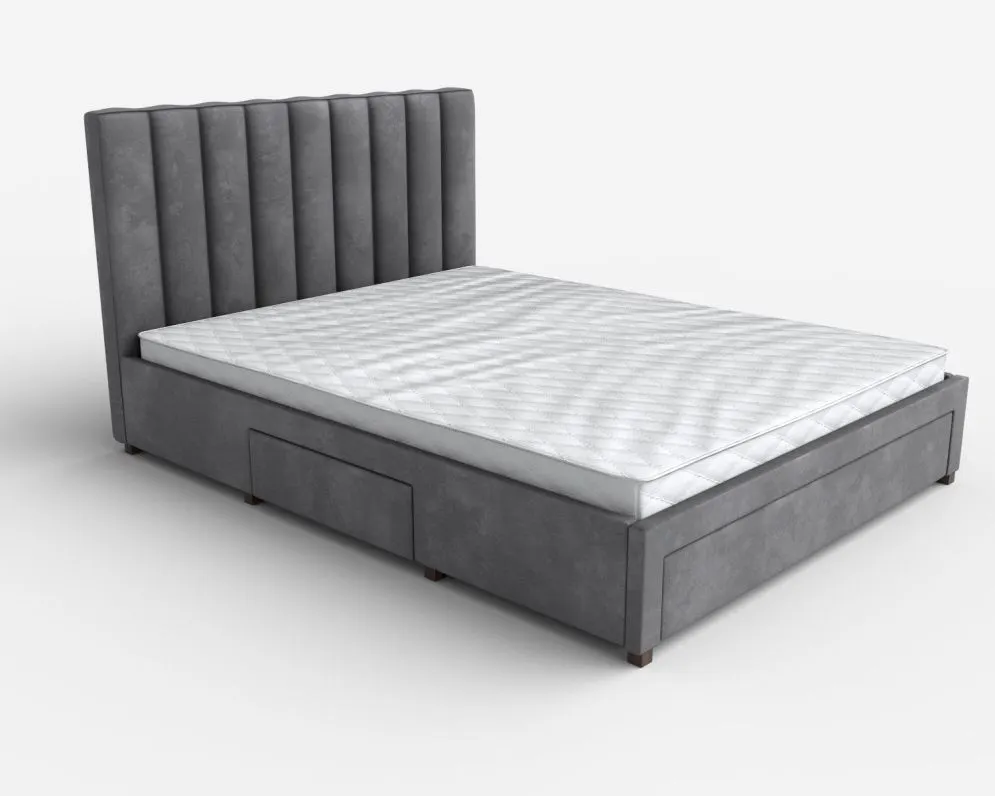 Łóżko tapicerowane GRACE 140x200 szary welurowe I sklep meblowy MIRAT.